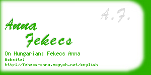 anna fekecs business card